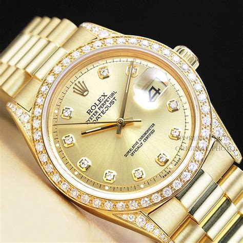 rolex gold with diamond|solid gold rolex with diamonds.